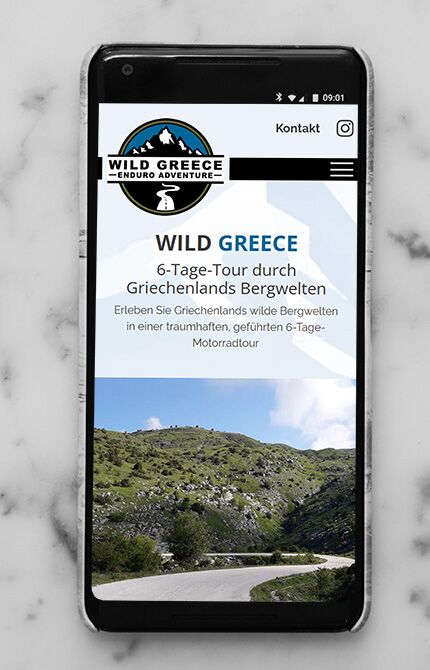 Webdesign und Programmierung Wild Greece, Ansicht Smartphone