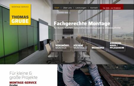 Montageservice Thomas Grube, Webdesign Referenz, Desktop Ansicht