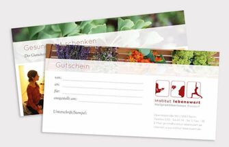 Gutschein für institut lebenswert, Referenz Grafikdesign