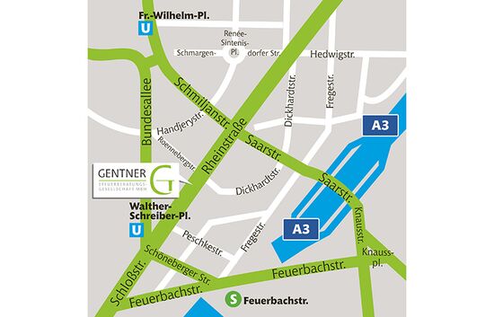 Individuelle Anfahrtskizze Gentner Steuerberatungsgesellschaft
