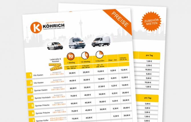 Autovermietung Köhrich - POS-Material