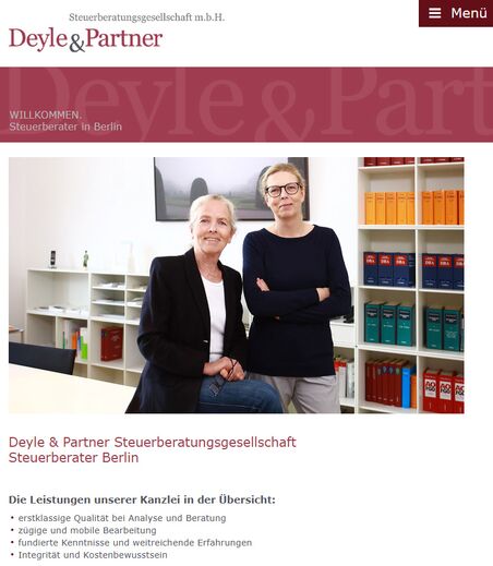 Webdesign Deyle und Partner Steuerberatungsgesellschaft Berlin, Ansicht Tablet