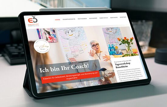 Webdesign Esther Maria Dürk, Coach Rüsselsheim, Ansicht Tablet