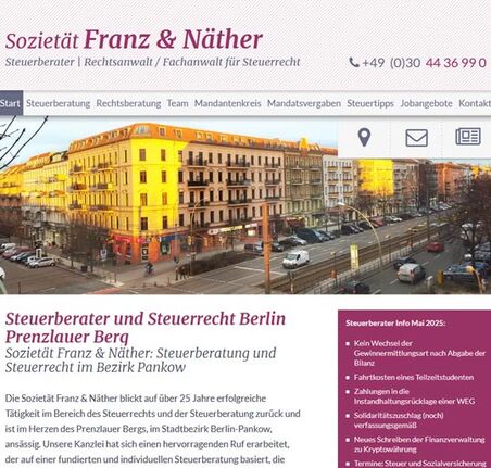 Webdesign Sozietät Franz & Näther in Pankow
