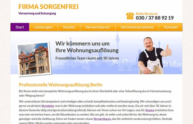 Firma Sorgenfrei - Website