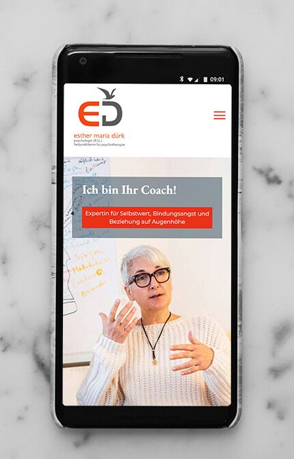 Webdesign Esther Maria Dürk, Reponsive Design Smartphone