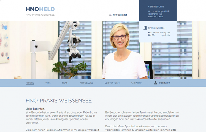 HNO Praxis Dr. Held - Website