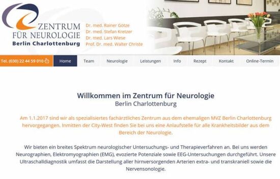 Zentrum für Neurologie Berlin Charlottenburg Webdesign
