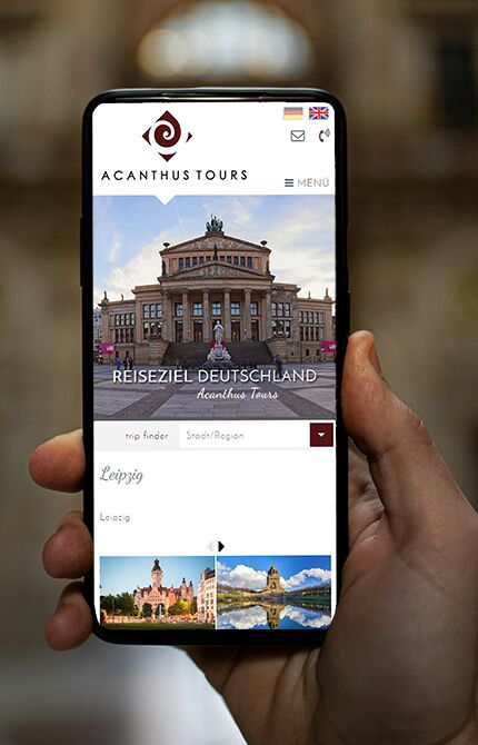 Acanthus Tours Webdesign Referenz, Smartphone Ansicht