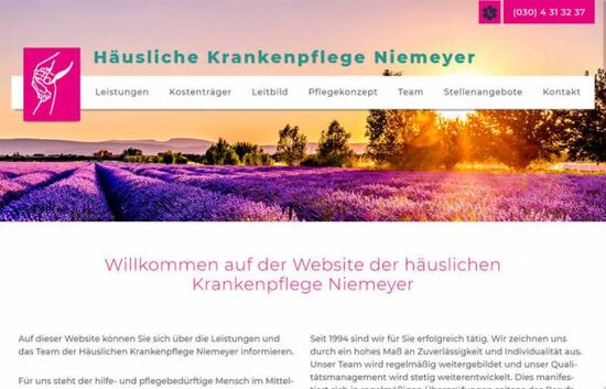 Webdesign Häusliche Krankenpflege Niemeyer, Ansicht Desktop