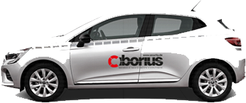 Fahrzeugbeklebung Ciborius Security in Berlin, Ansicht auf dem Auto