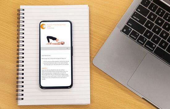Webdesign Physiotherapie Lange, Ansicht Smartphone