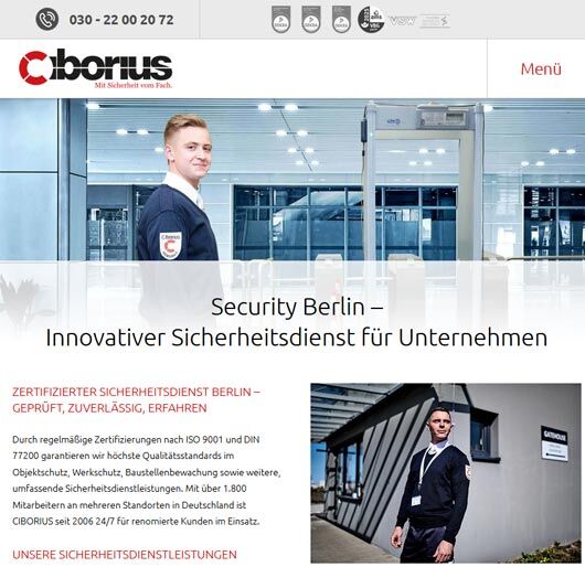 Webdesign Ciborius Security Berlin