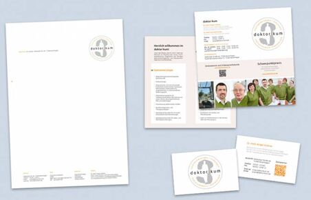 Doktorikum Referenz Grafikdesign Briefbogen, Visitenkarten und Flyer