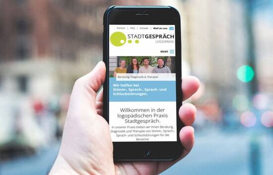 Webdesign Webdesign Logopädie Stadtgespräch, Ansicht Smartphone
