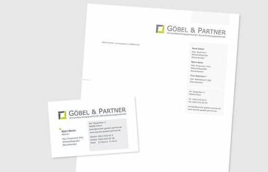 Vistenkarten und Briefbögen Göbel & Partner