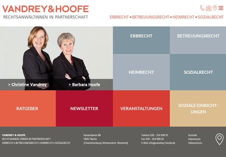 Programmierung Website Rechtsanwältinnen Vandrey & Hoofe in Berlin